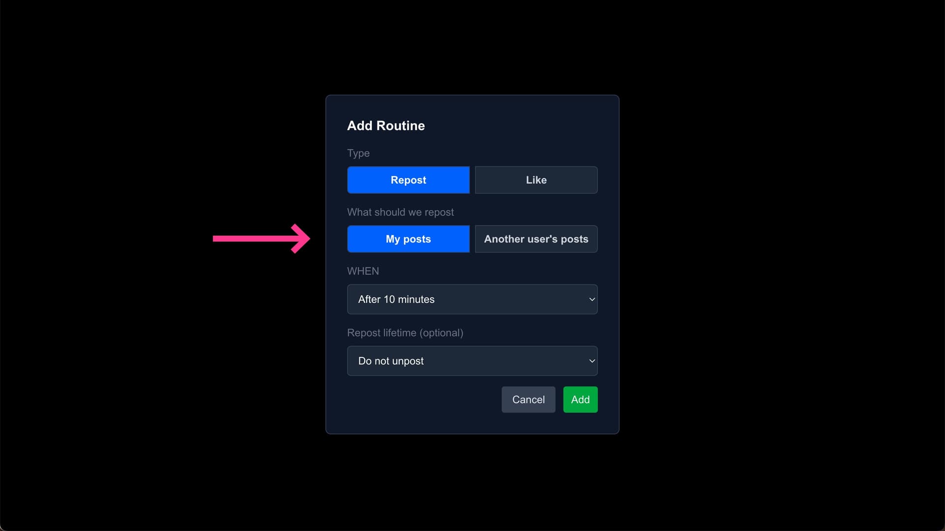 Choose from your posts